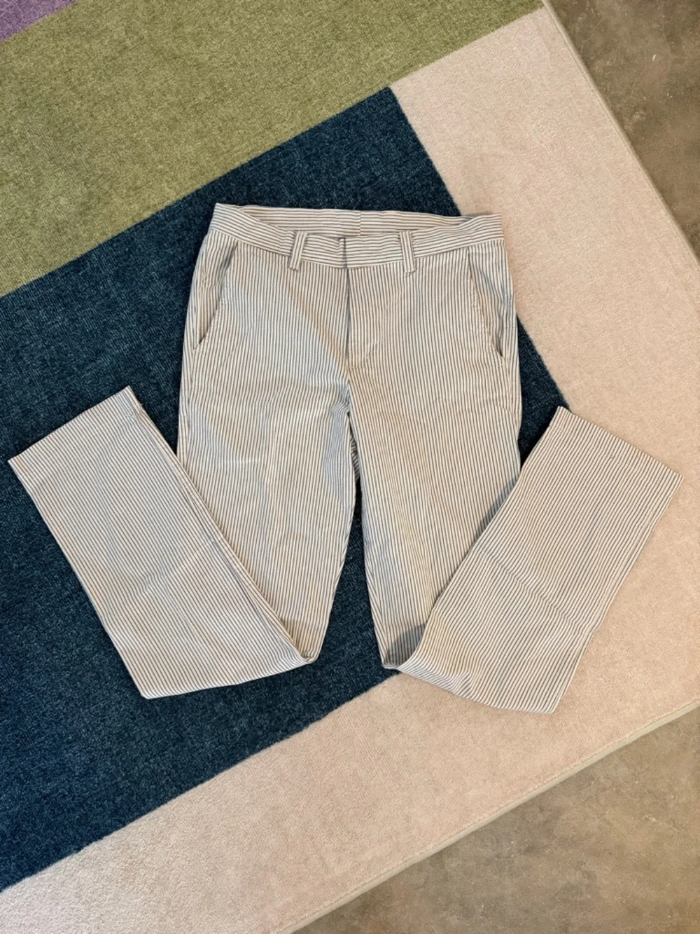 American Apparel Striped Cotton Chino Pants - Blue/White